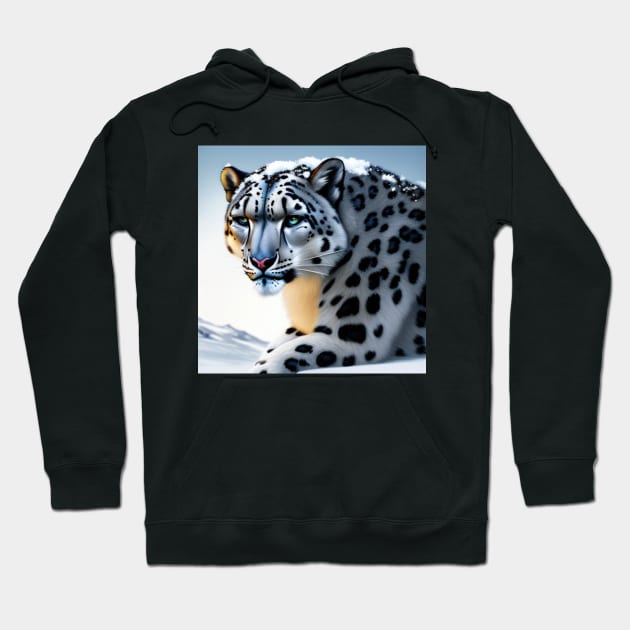 Snow Leopard - AI-Generated Hoodie by MtWoodson